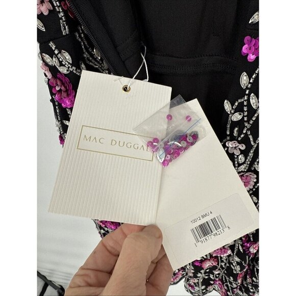 MAC DUGGAL Size 4 Slim Strap Bustier Top Floral Beaded Mini Cocktail Dress New - Picture 8 of 8